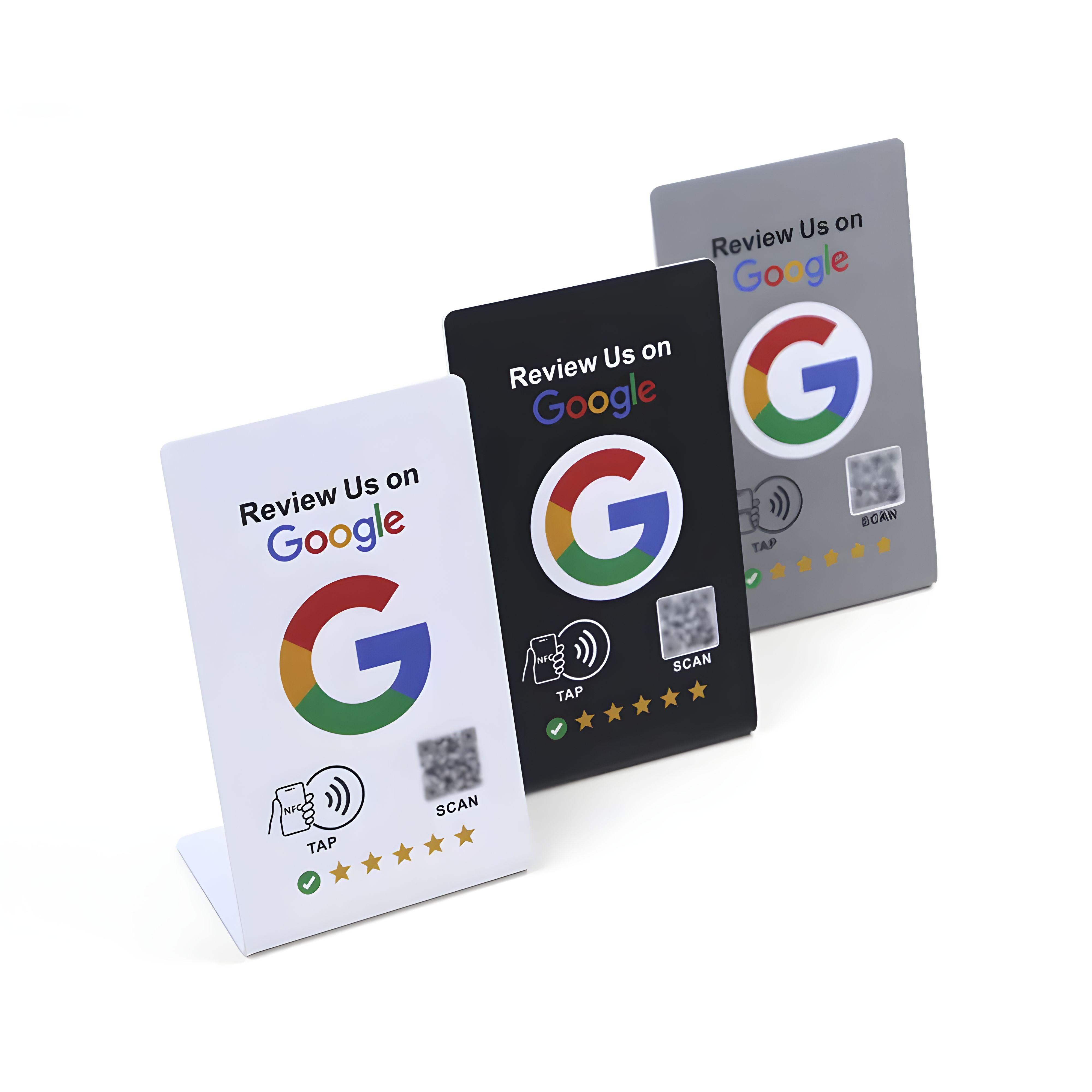 3-Pack Google Review Stands – Black, White & Light Grey |TAPro - Image 1