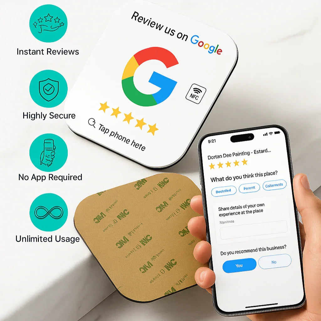 NFC Google Review Sticker â Contactless Review Tap Sign for Windows, Doors, and Checkout Counters