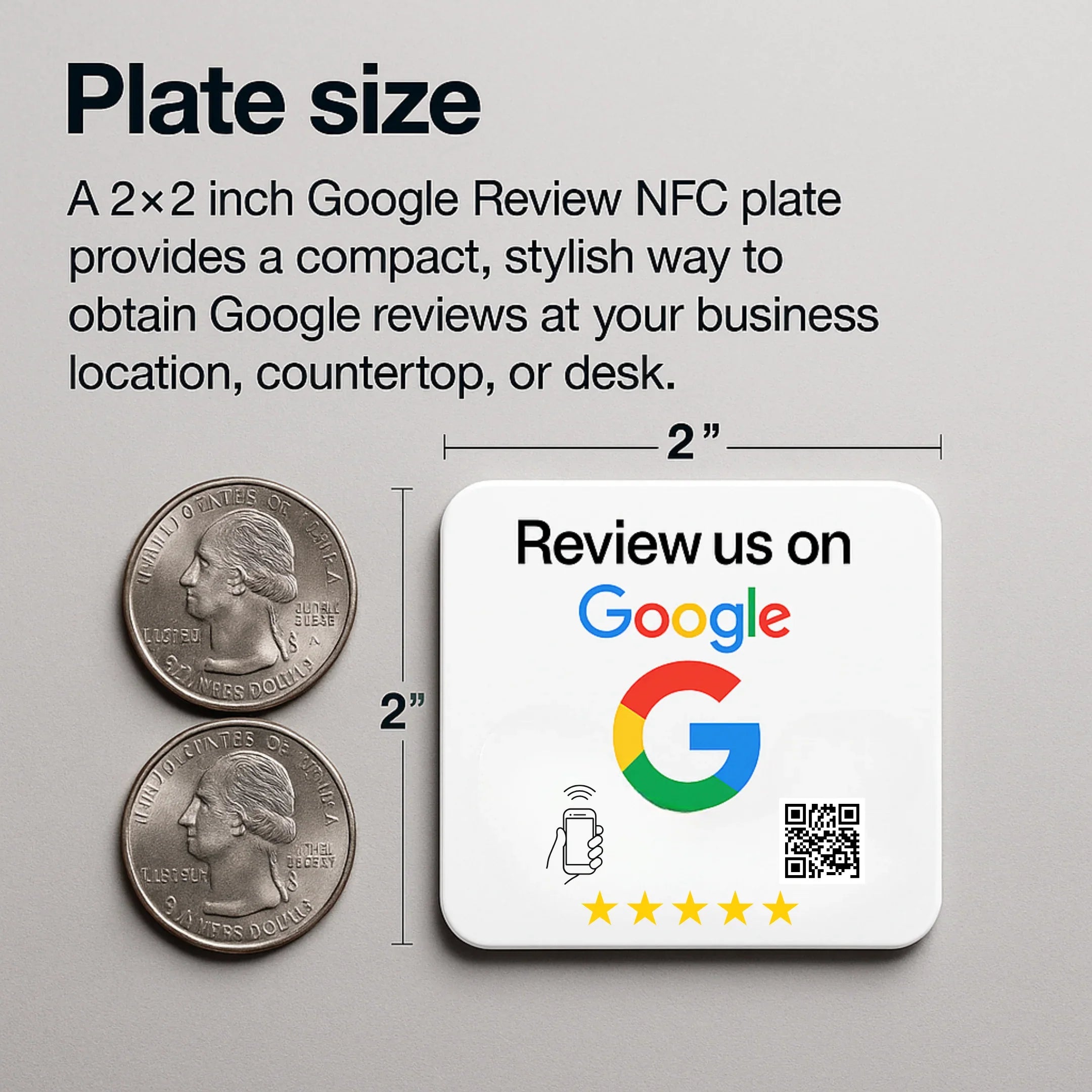 Google Review Sticker Plate 2x2" Inches – NFC + QR Tap-to-Review 2025 - Image 1