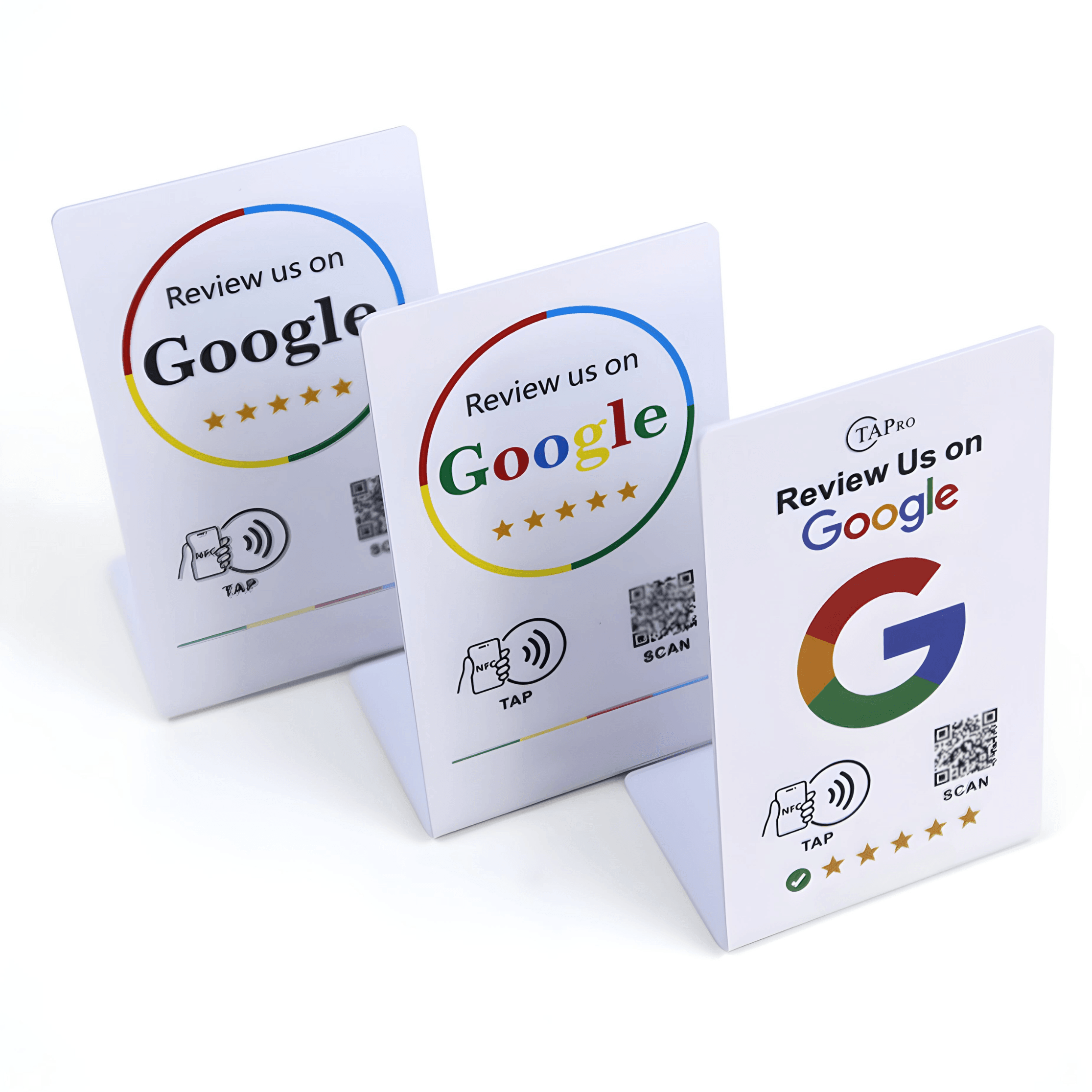 Google Review Tap Stand (3-Pack) by TAPro All Phones Compatible White - Image 1
