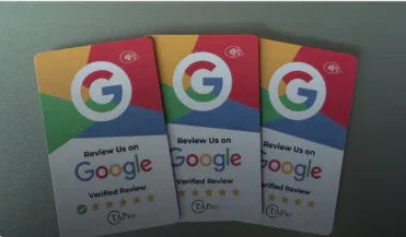 Three Google review cards displaying 'Review Us on Google Verified Review' with colorful Google and TAP logos