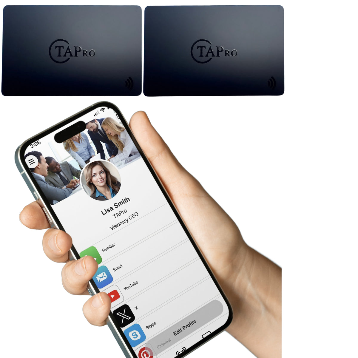 NFC business card with tap-to-connect tech for digital profiles and contactless networking