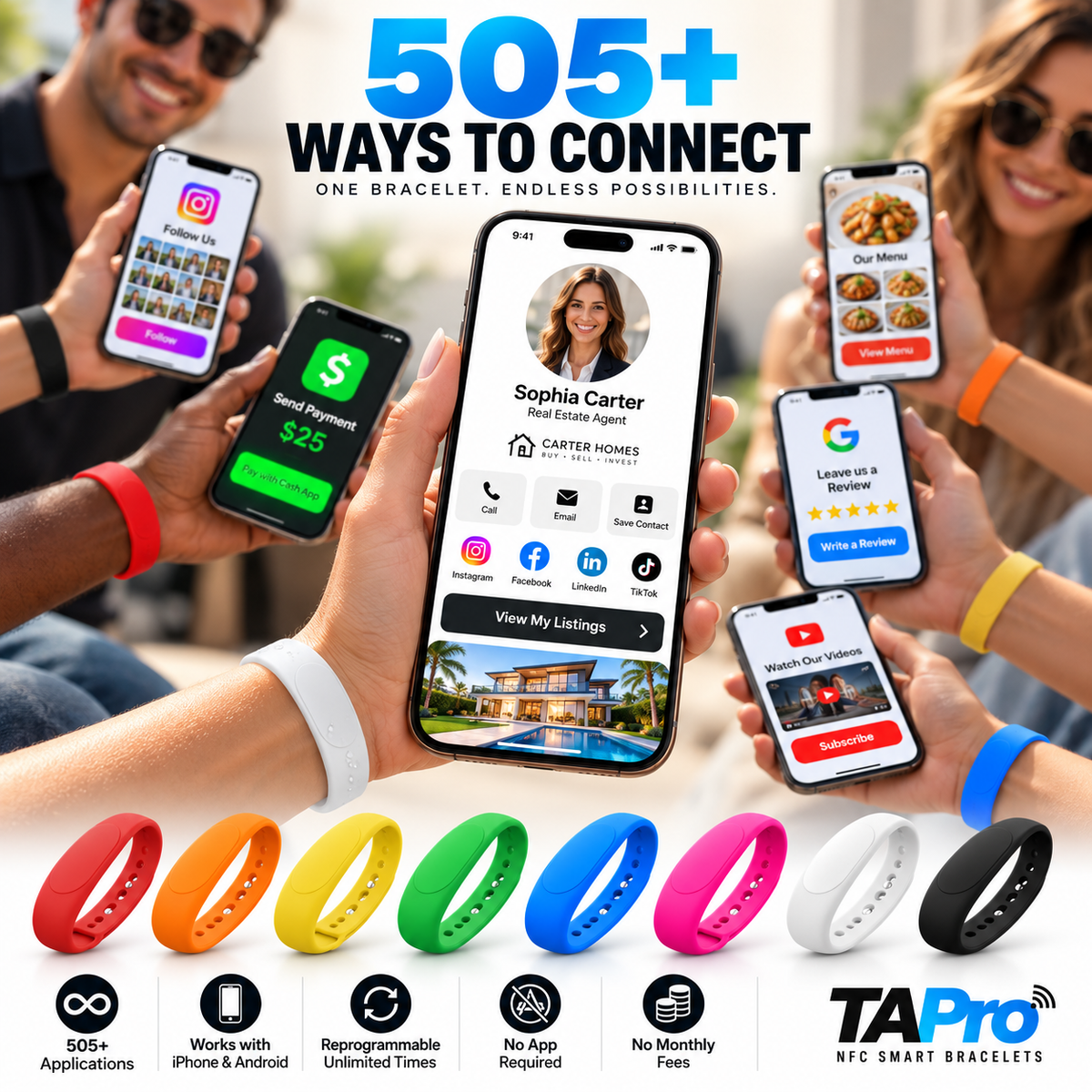 Programmable NFC Bracelet – Smart Wristband for 100+ Uses