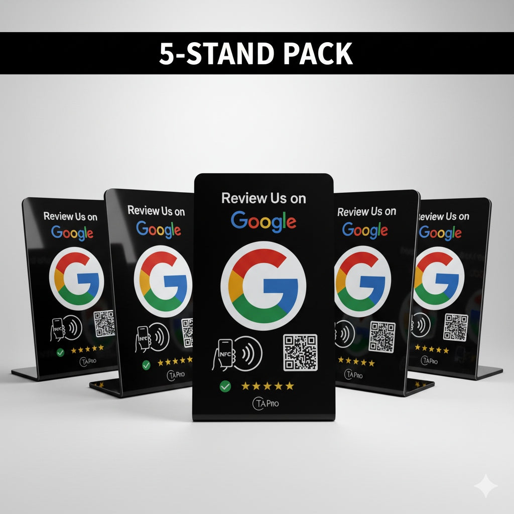 Google Review Stand NFC + QR Tap to Review Sign - Professional Pro Grade Business Signage, NTAG215 Chip, No App Needed, TAPro