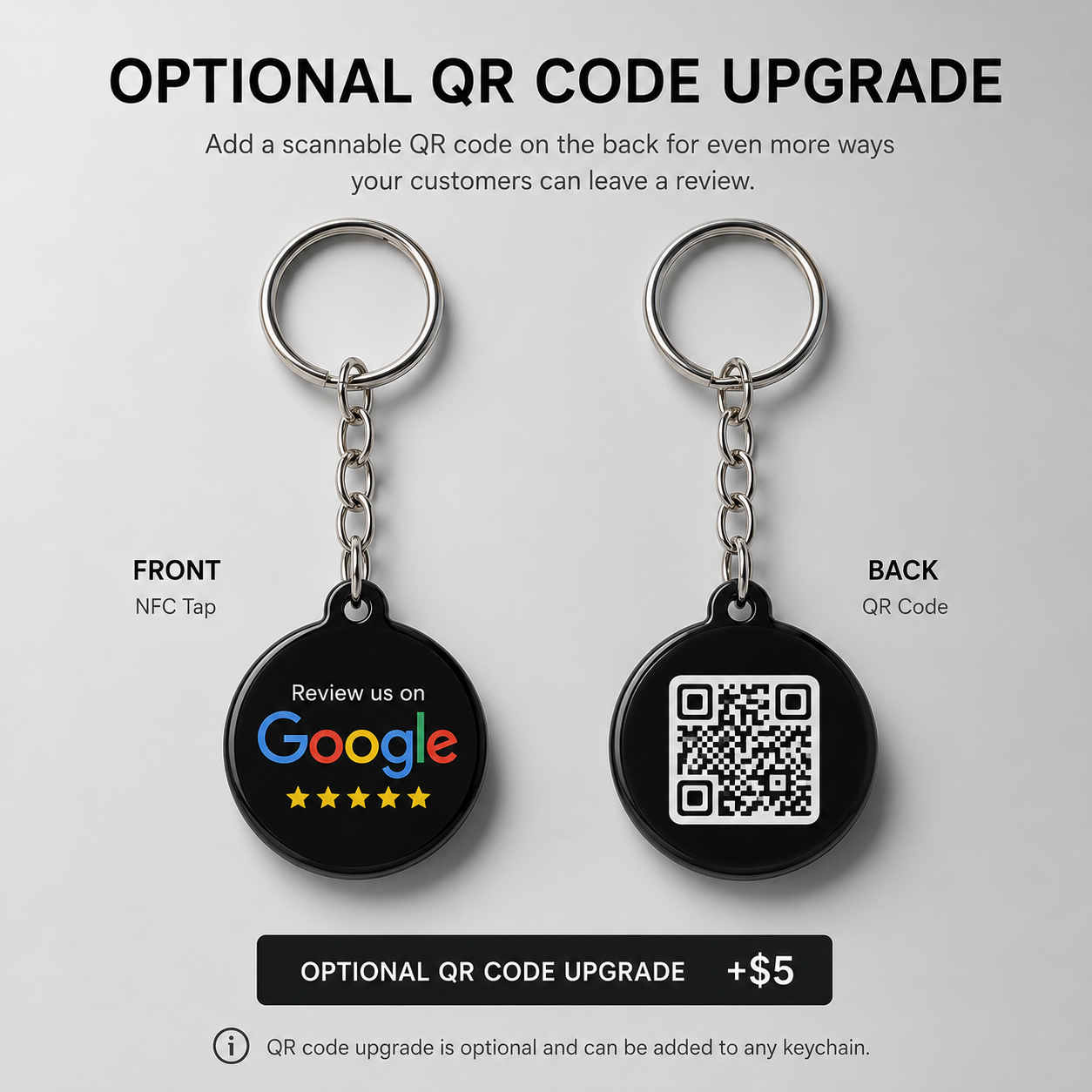 Google Review NFC + QR Keychain | Tap to Review Keychain with NFC & QR Code
