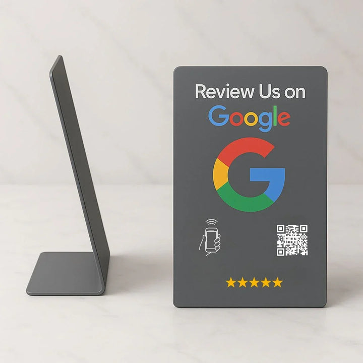 TAPro Gray Google Review Counter Holder Tabletop Sign
