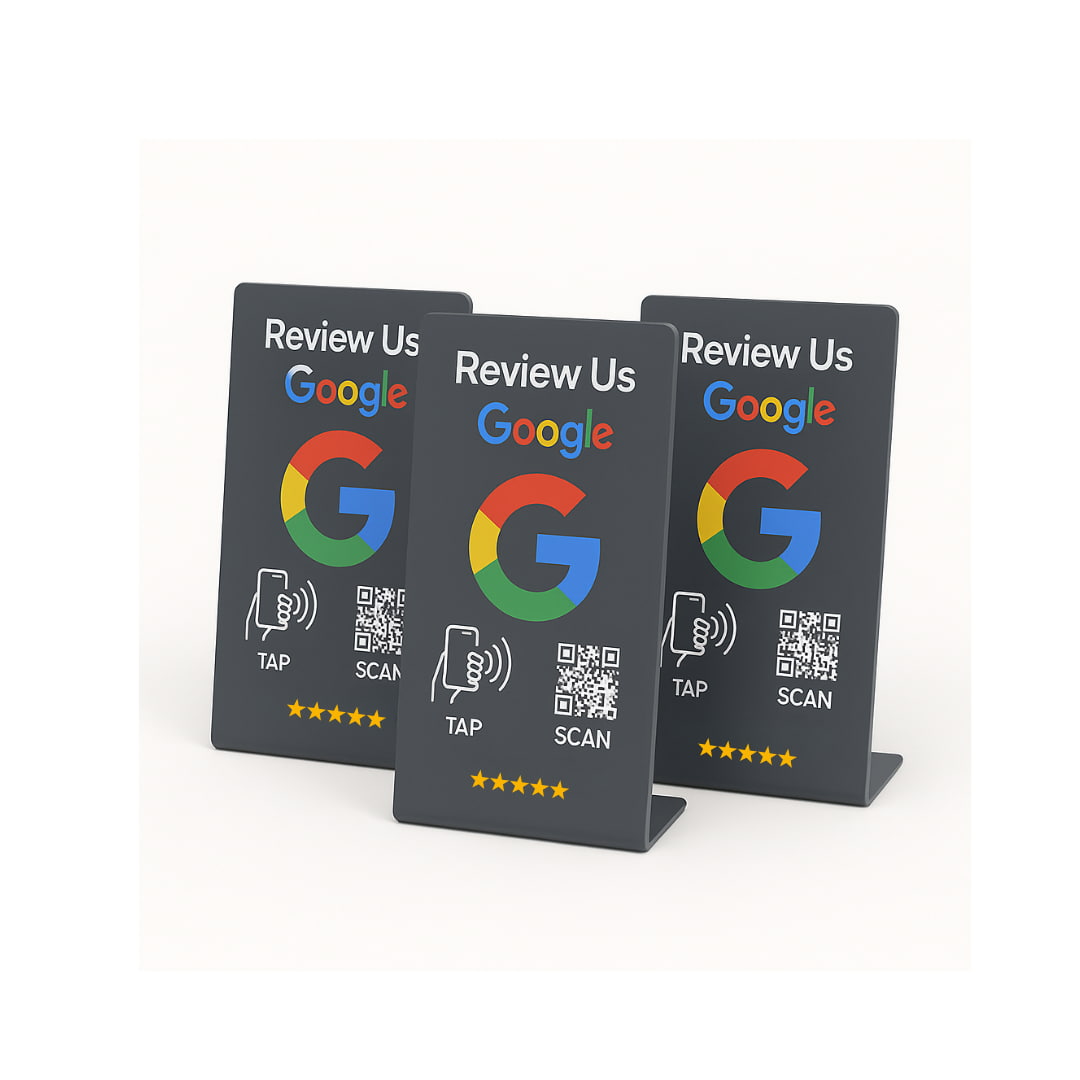 Google Review Stand NFC + QR Tap to Review Sign - Professional Pro Grade Business Signage, NTAG215 Chip, No App Needed, TAPro