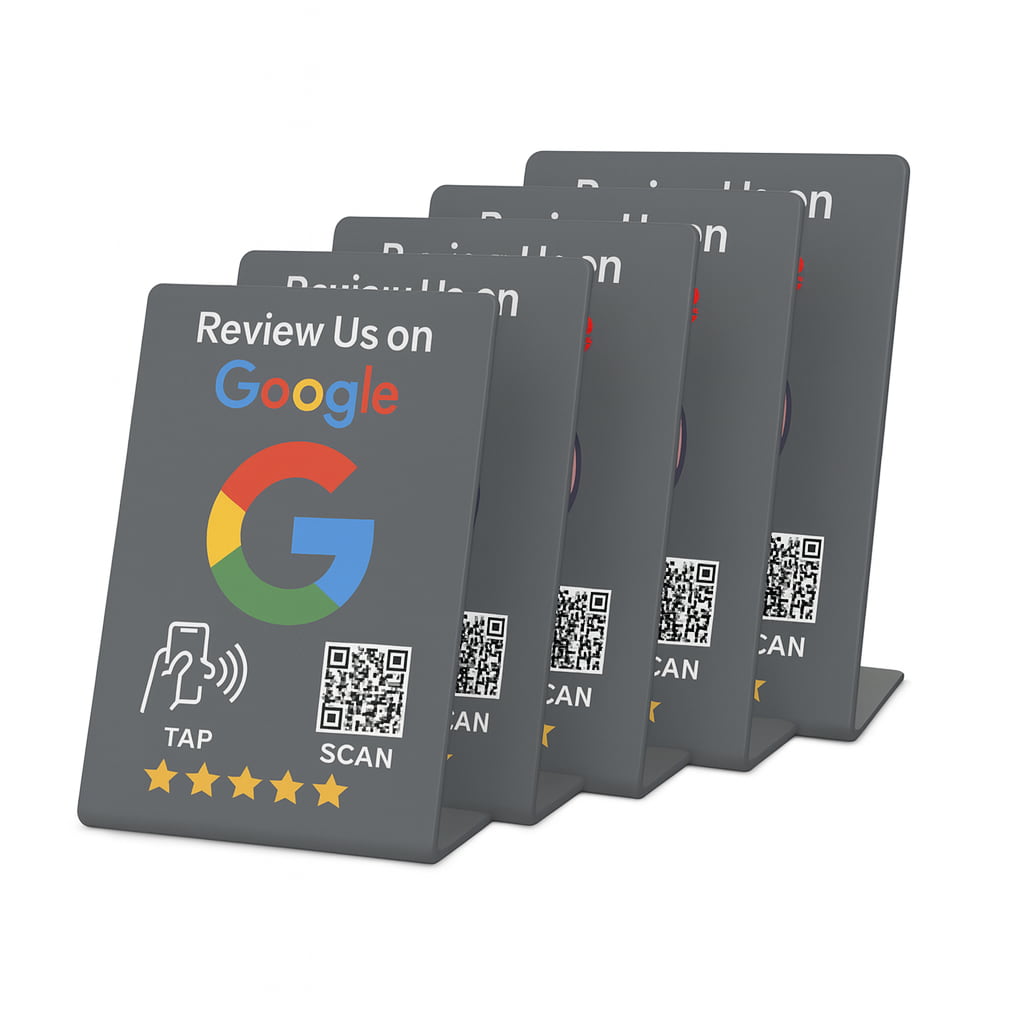 Google Review Stand NFC + QR Tap to Review Sign - Professional Pro Grade Business Signage, NTAG215 Chip, No App Needed, TAPro