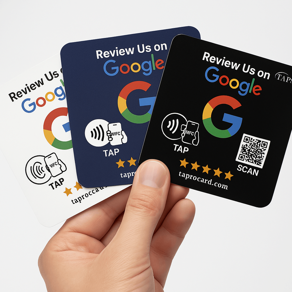 Google Review NFC Sign – 4x4 Inch Blue Plate - Tapro
