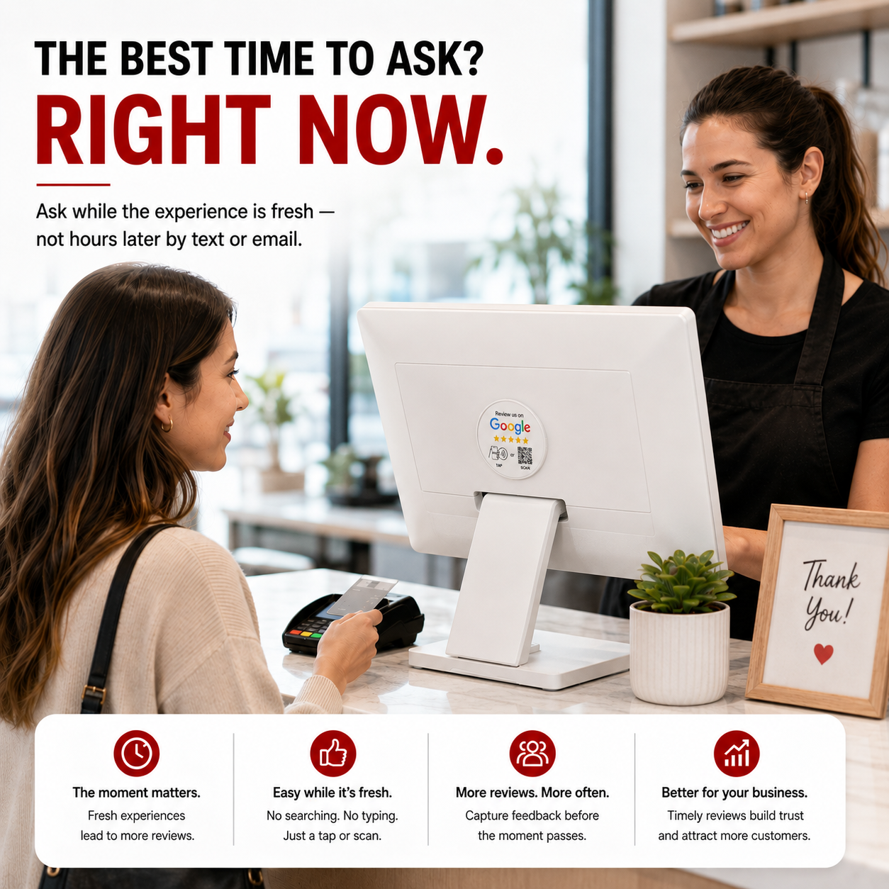 TAPro Google review sticker connects a business to its Google review page in seconds