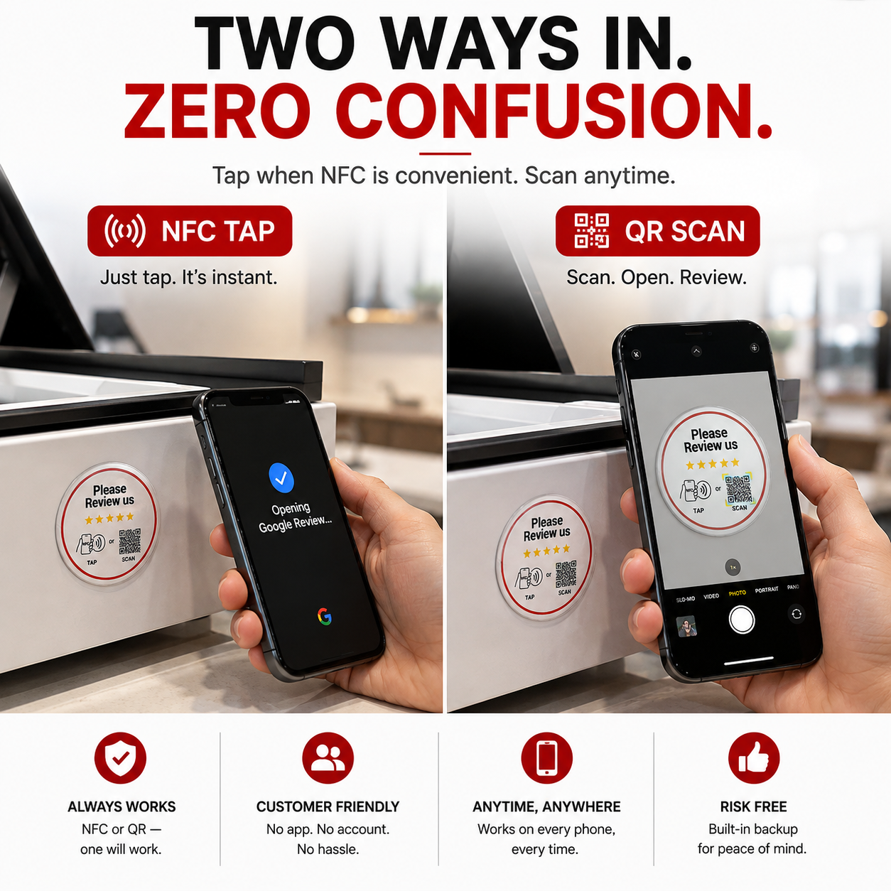 Ask for a Google review at the right moment with TAPro NFC tap to review sticker