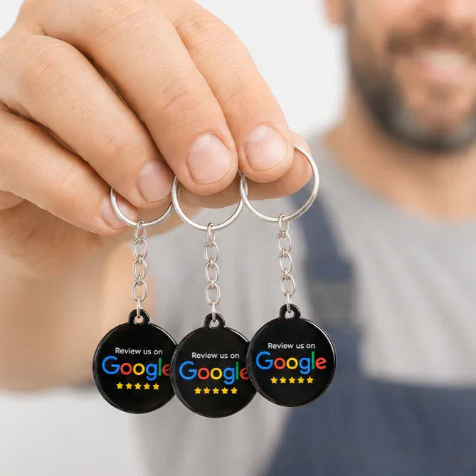 High-converting Shopify product image of TAPro NFC Google review keychains for contractors and service teams, premium instant review collection marketing solution