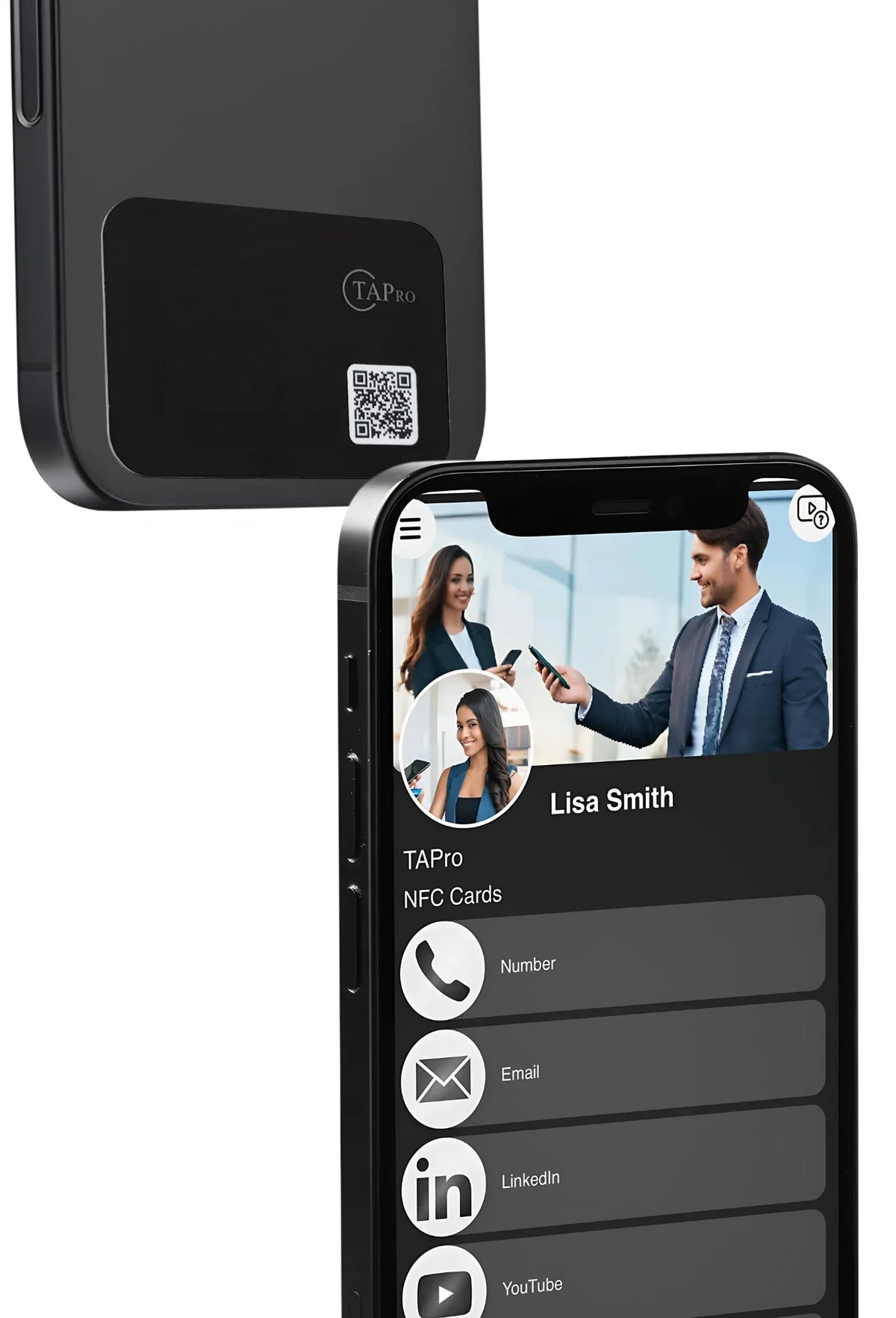 NFC Digital Mini Business Card – 3M Adhesive, QR Code, NTAG215 Chip, Tap to Share Contact Info & Socials | TAPro