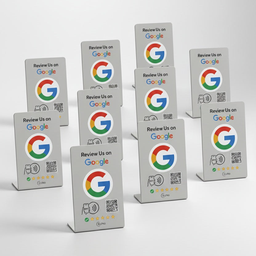 Google Review Stand – NFC & QR Code, NTAG215 Chip, Tap to Collect 5-Star Reviews Instantly, Countertop Display | TAPro - Imag