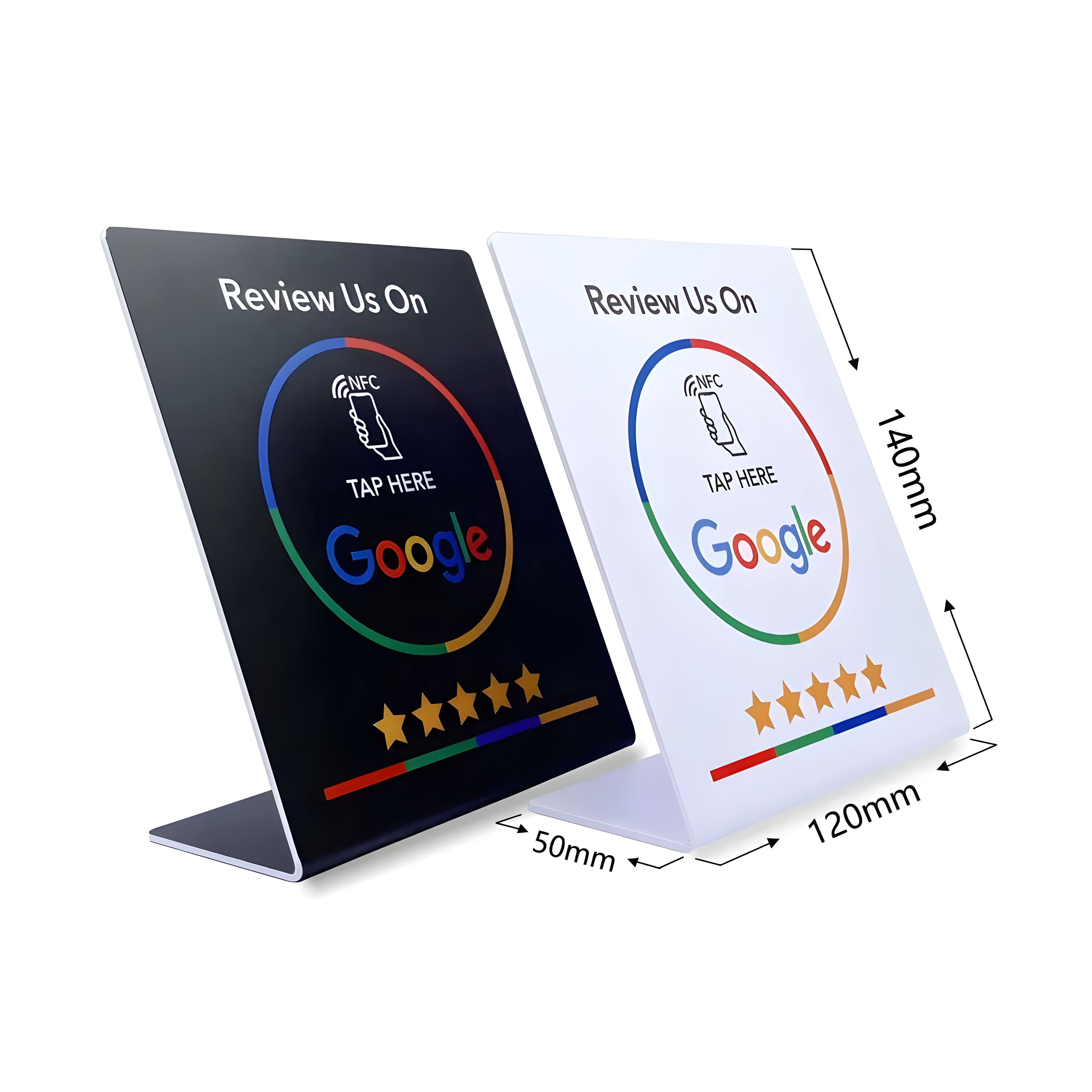 2 NFC Google Review Stands (2-Pack) - QR Code Tabletop Display