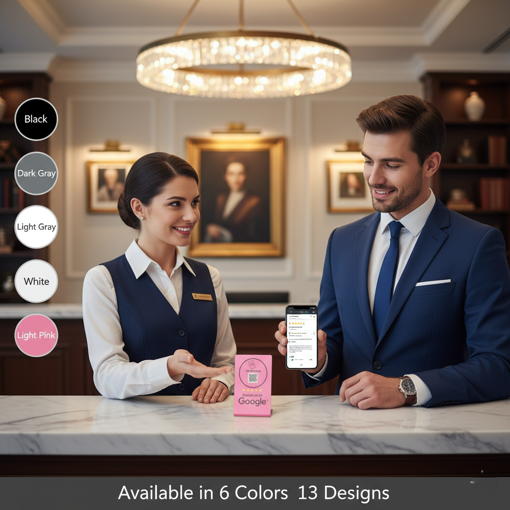 Pink Google Review Stand – NFC + QR Tap to Review