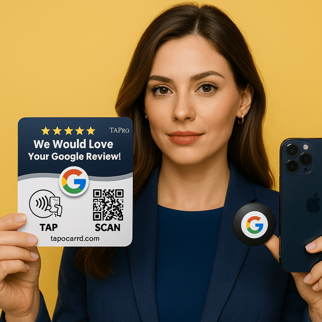 Google Review NFC Sign – 4x4 Inch Blue Plate - Tapro