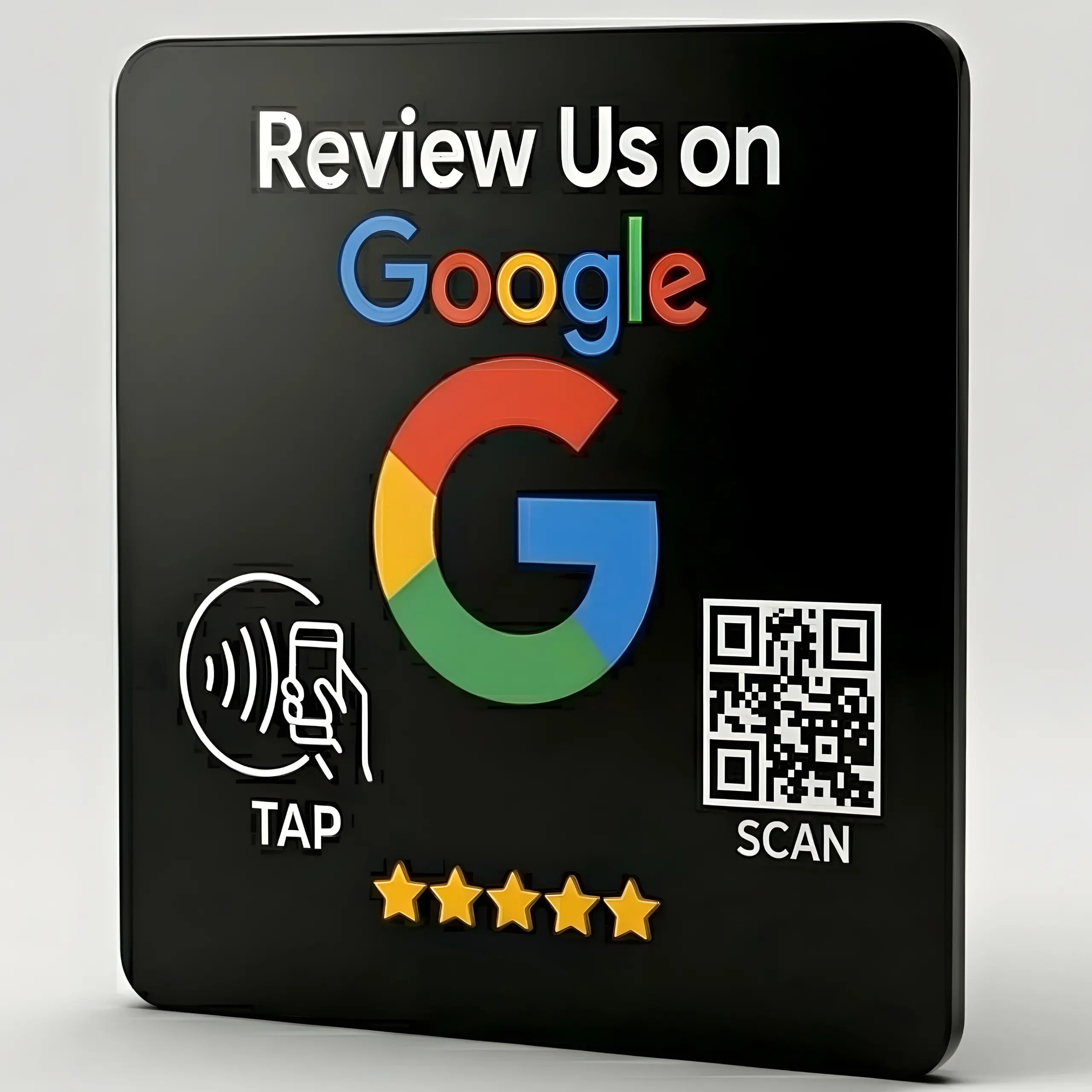 NFC Google Review Plate With Smart Tap & QR Code, 3M Adhesive Backing - TAPro - TAPro