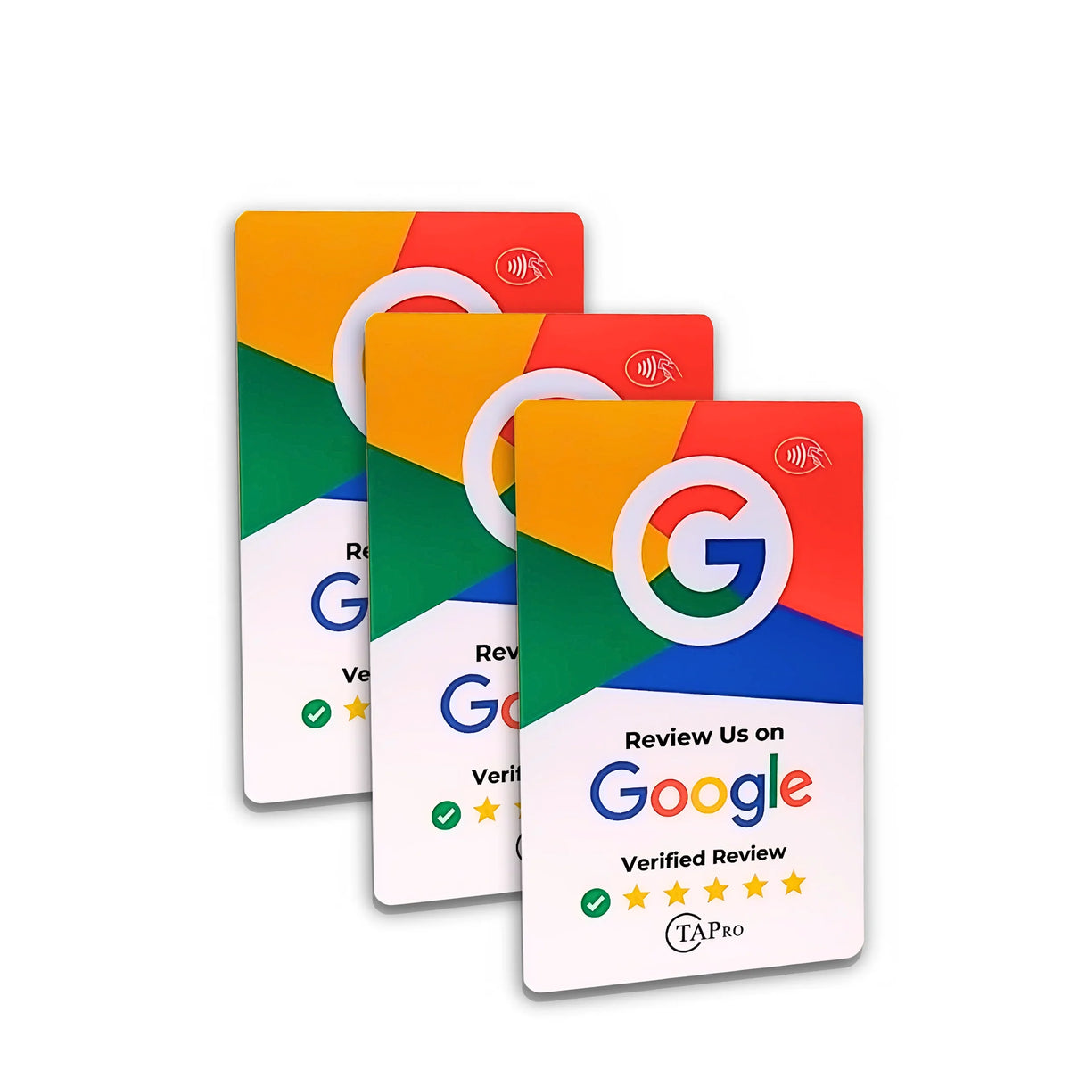 Google Review NFC Cards – 3-Pack, NFC & QR Code, NTAG215 Chip, Tap to Collect 5-Star Reviews | TAPro