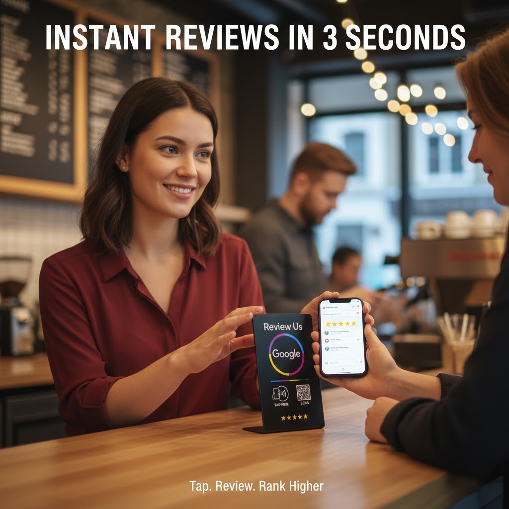 Best Google Review Sign – NFC & QR Tap to Review Display (2026)