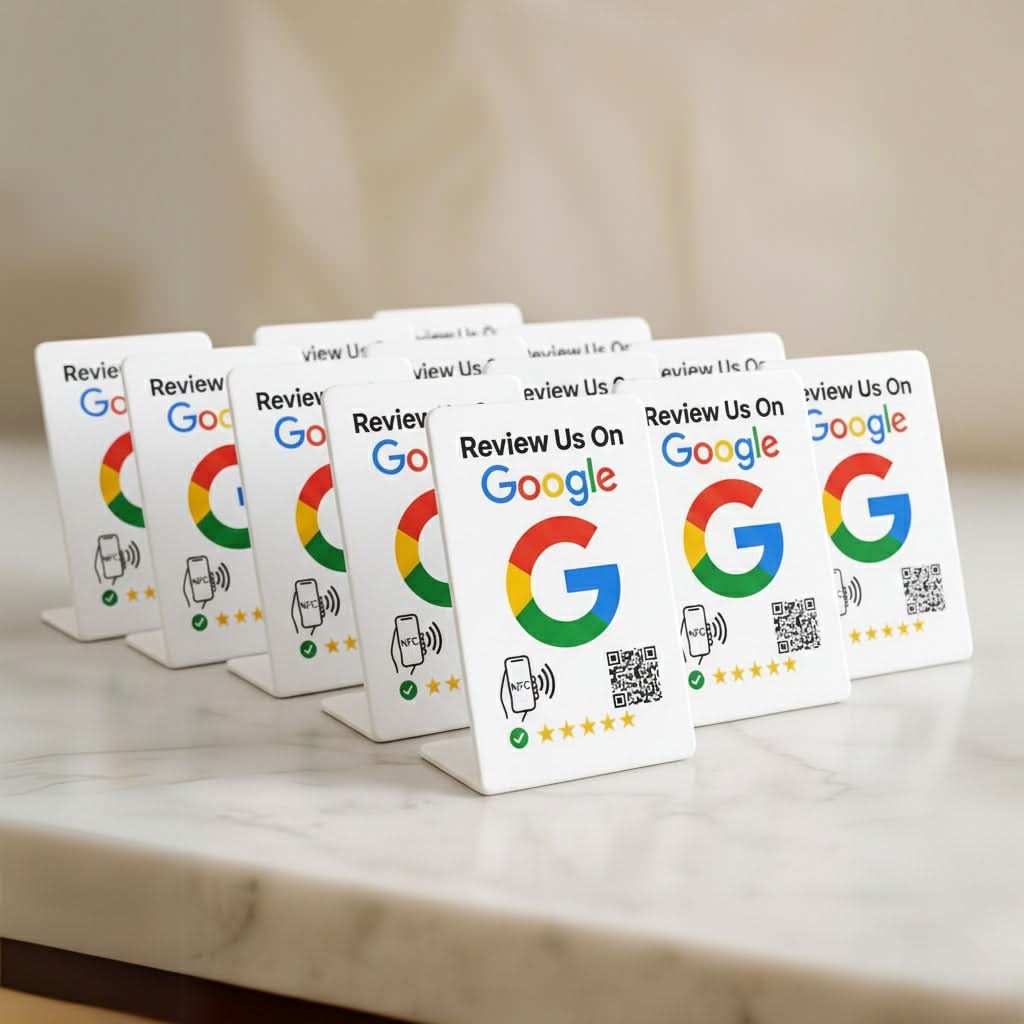 GoogleReviewStands10-PackBundlenfcandqrcodepremiumpackbyTAPronewdesign2026 - TAPro