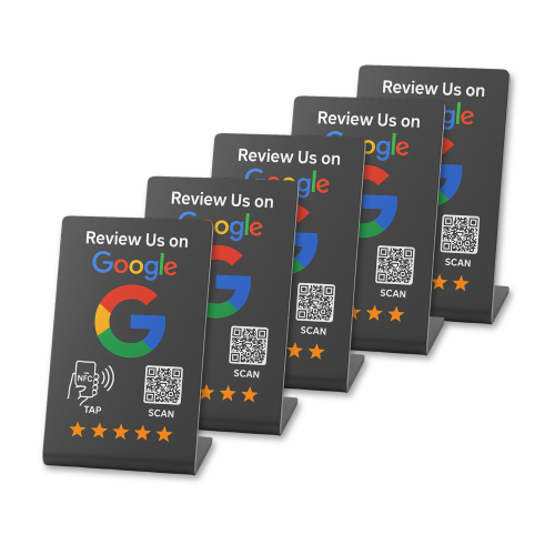 Google Review Stand – NFC & QR Code, NTAG215 Chip, Tap to Collect 5-Star Reviews Instantly, Countertop Display | TAPro - Imag