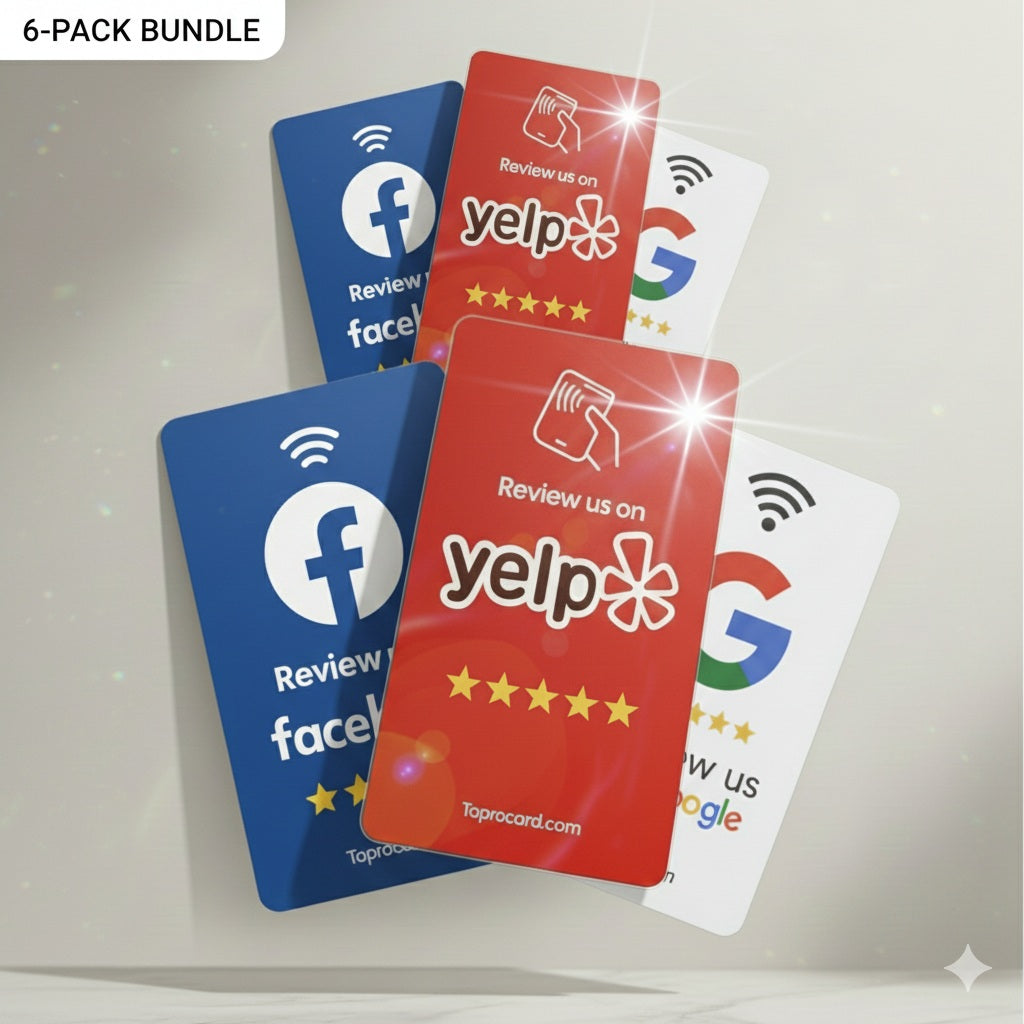Social Media Review Cards Bundle – Google, Yelp & Facebook | NFC Tap Cards for Instant Reviews & Engagement | TAPro - Image 3