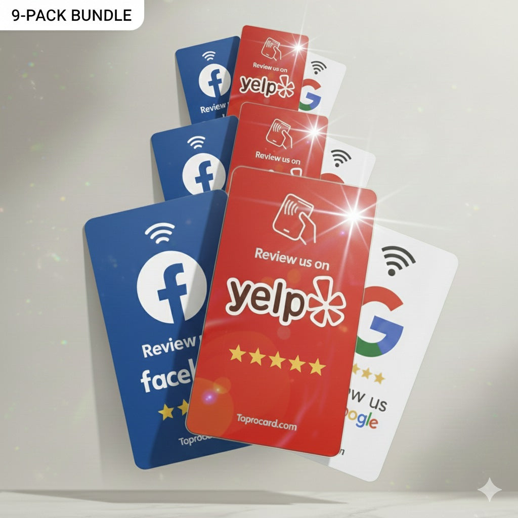 Social Media Review Cards Bundle – Google, Yelp & Facebook | NFC Tap Cards for Instant Reviews & Engagement | TAPro - Image 2