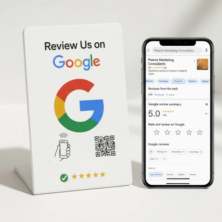 Google Review Stand NFC + QR Tap to Review Sign - Professional Pro Grade Business Signage, NTAG215 Google Review Stands by TAPro