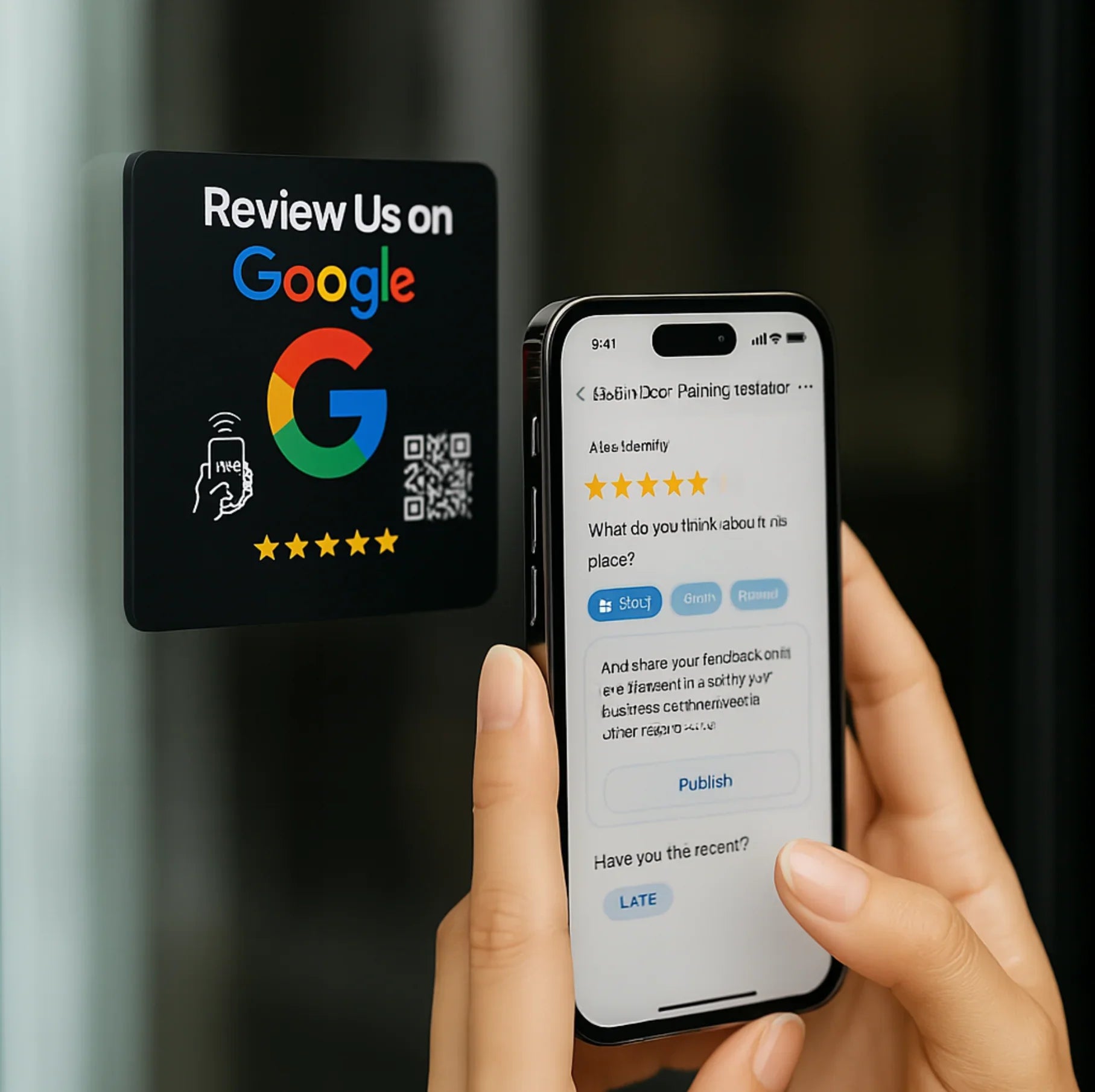 Buy Google Review Plate | NFC Google Review Sign | 3M Adhesive Wall