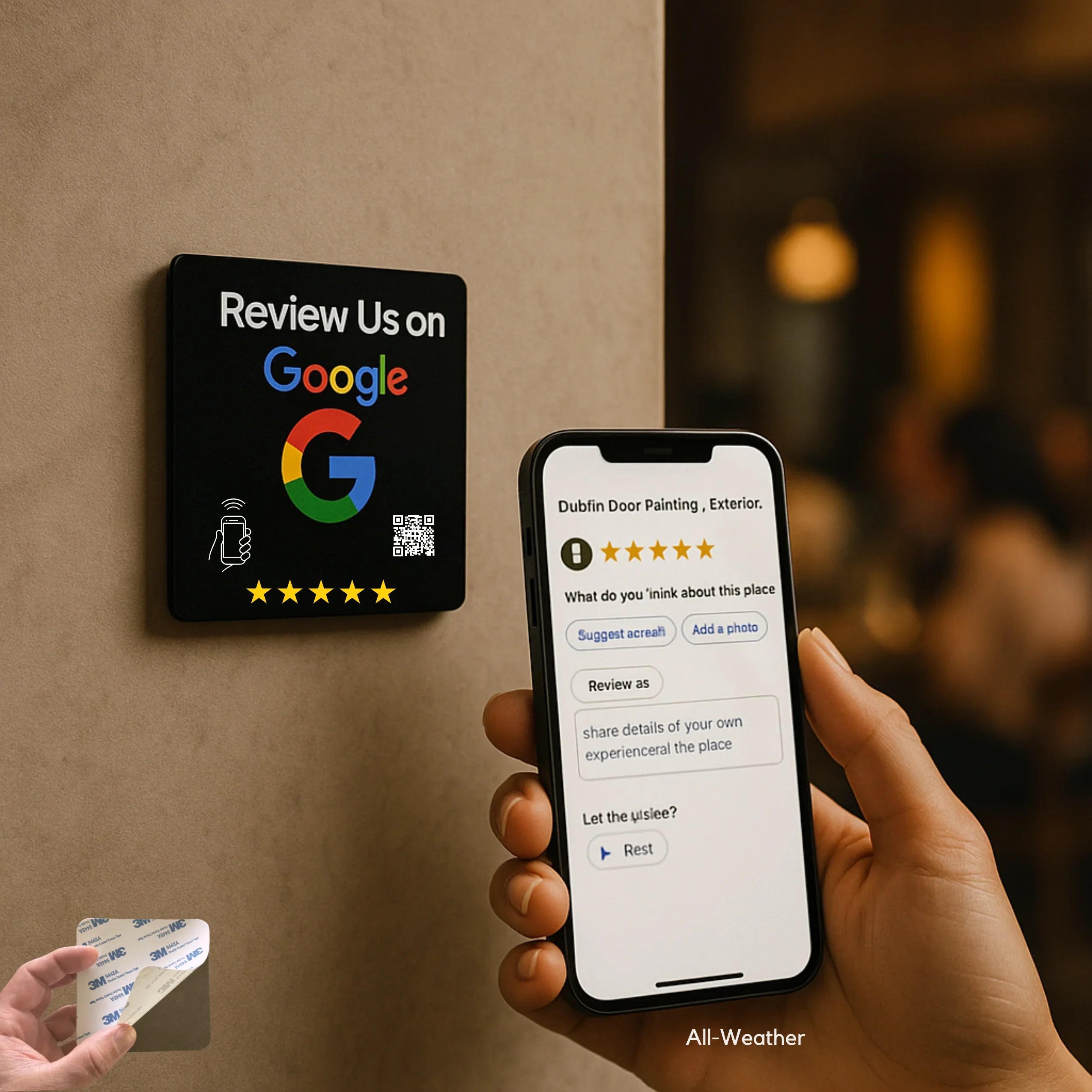 Google Review Plate with NFC Tap and QR Code