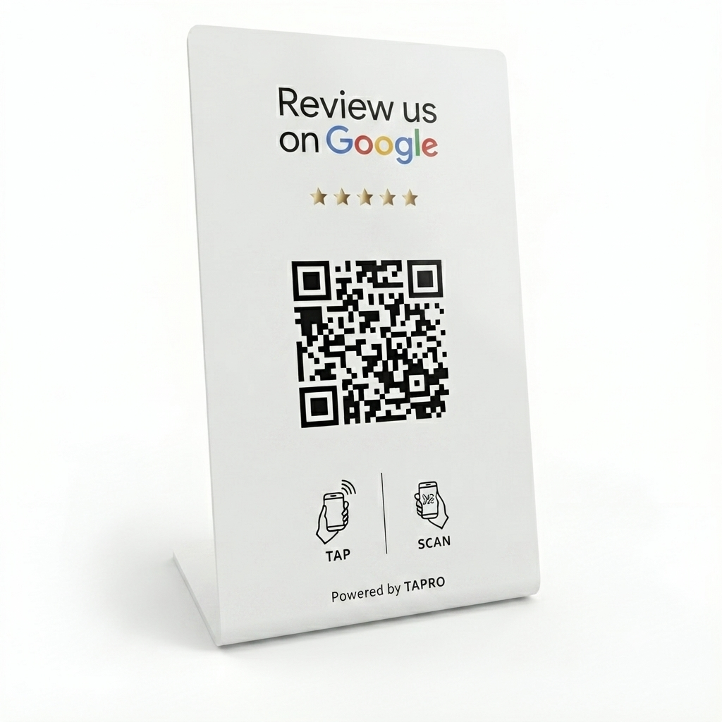 2 NFC Google Review Stands (2-Pack) - QR Code Tabletop Display
