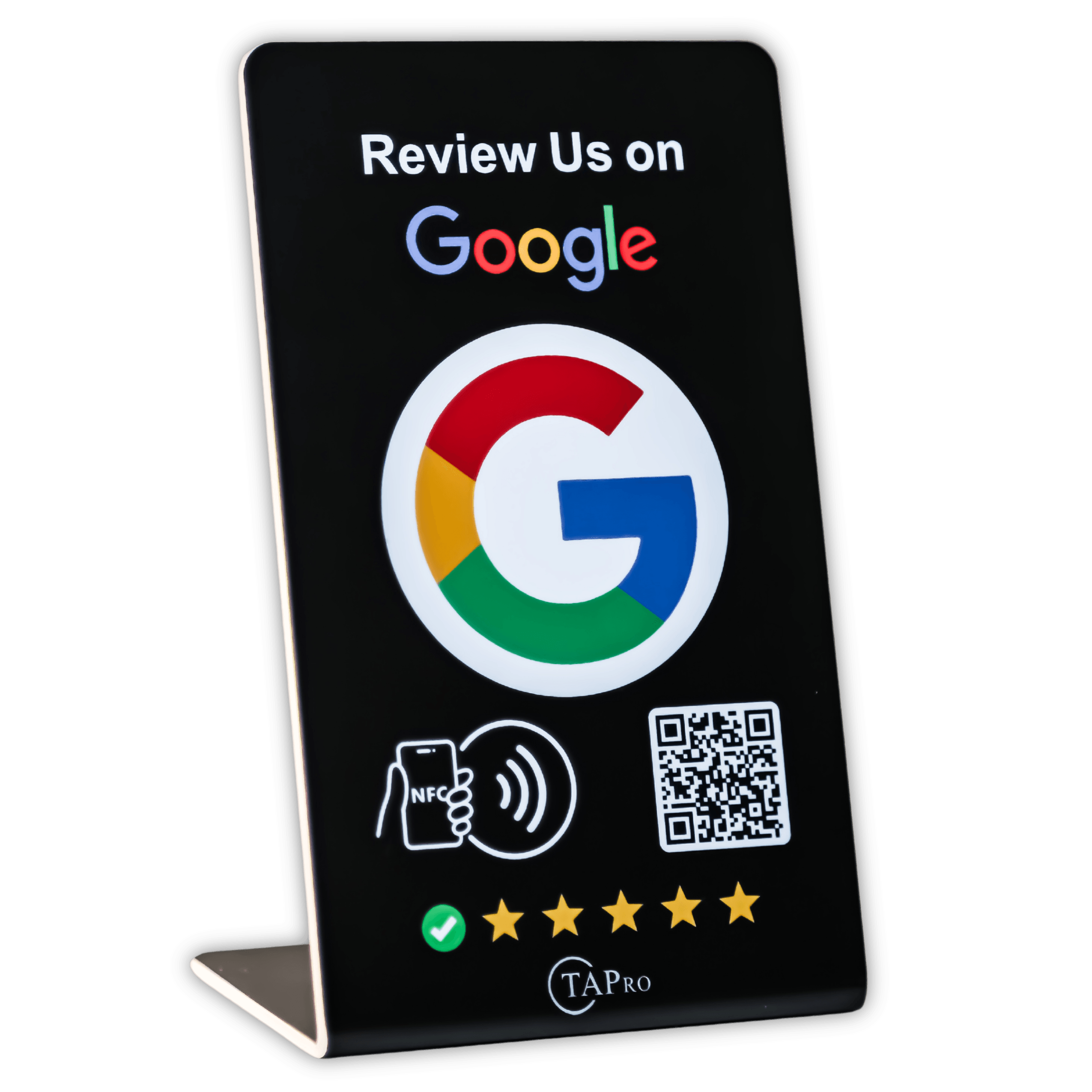 3-Pack Google Review Stands – Black, White & Light Grey