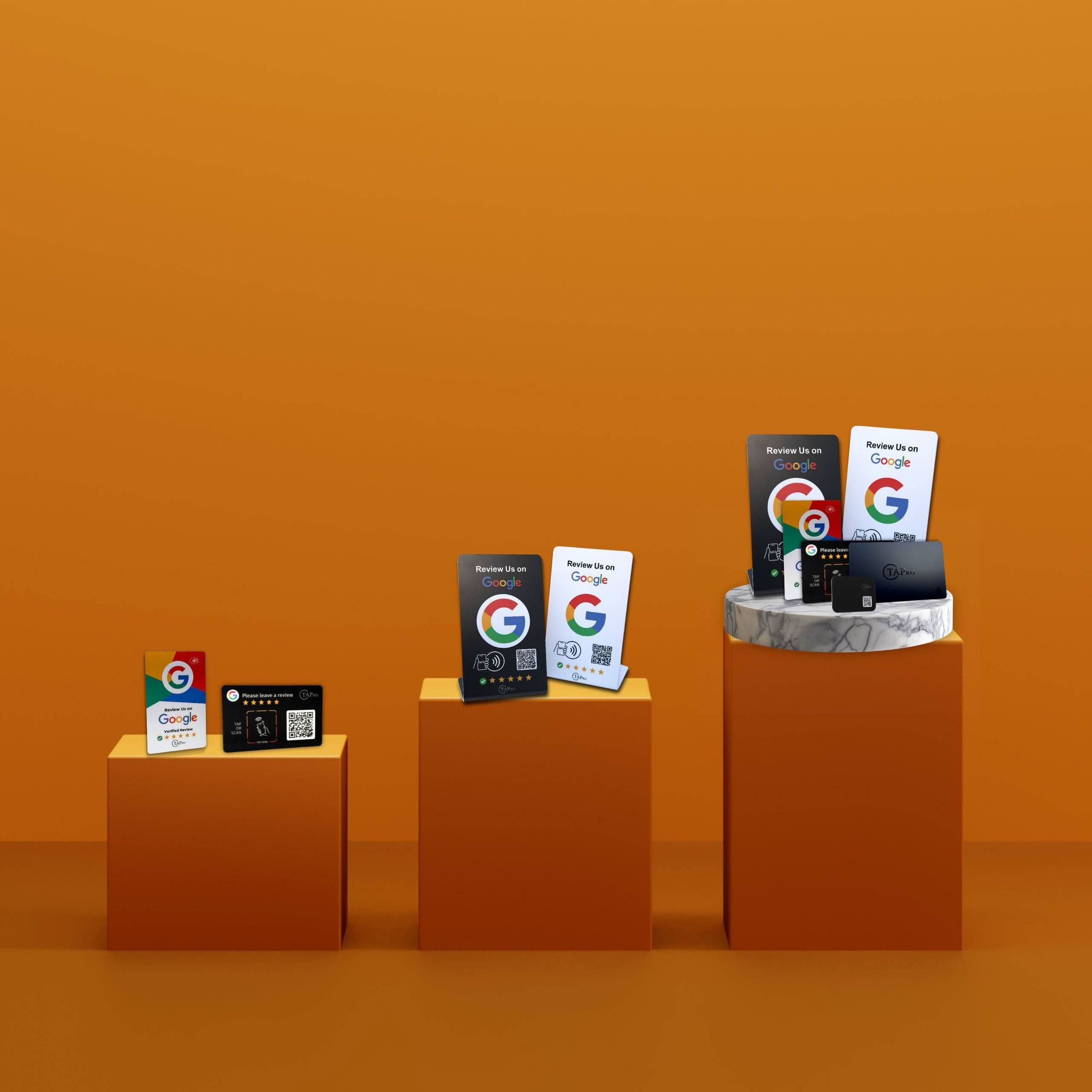 Google Review Us Card All Phones Compatible - Reusable Tap NFC & QR - Tapro
