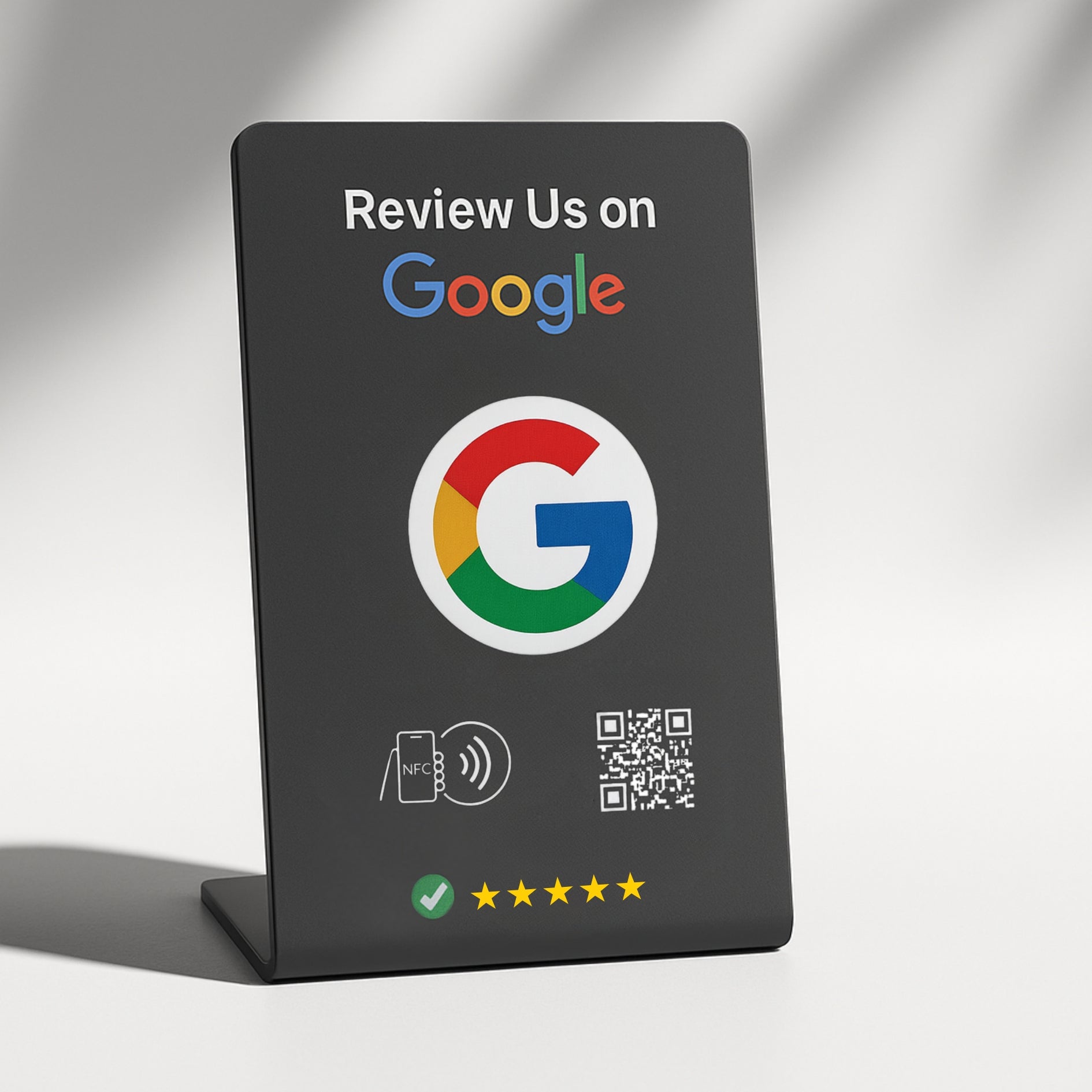 2 NFC Google Review Stands (2-Pack) - QR Code Tabletop Display