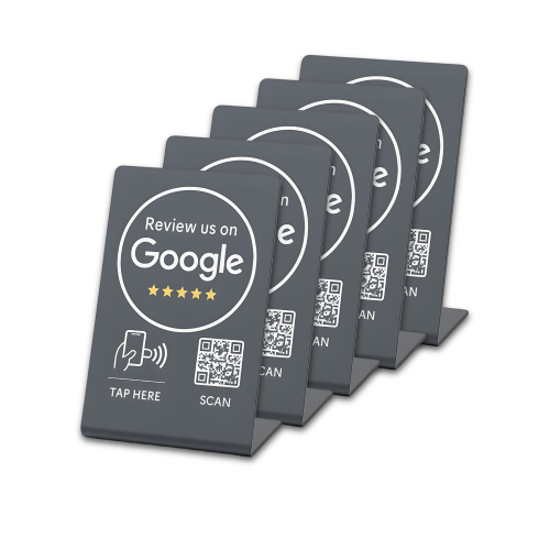 Google Review Stand NFC + QR Tap to Review Sign - Professional Pro Grade Business Signage, NTAG215 Chip, No App Needed, TAPro