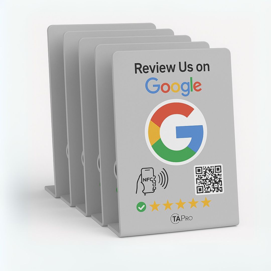 Google Review Stand NFC + QR Tap to Review Sign - Professional Pro Grade Business Signage, NTAG215 Chip, No App Needed, TAPro