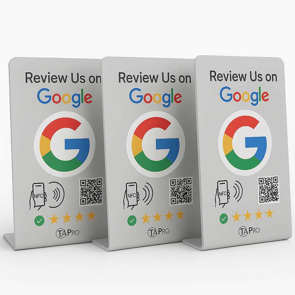 Google Review Stand NFC + QR Tap to Review Sign - Professional Pro Grade Business Signage, NTAG215 Chip, No App Needed, TAPro