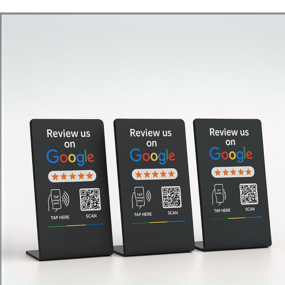 Google Review Stand NFC + QR Tap to Review Sign - Professional Pro Grade Business Signage, NTAG215 Chip, No App Needed, TAPro