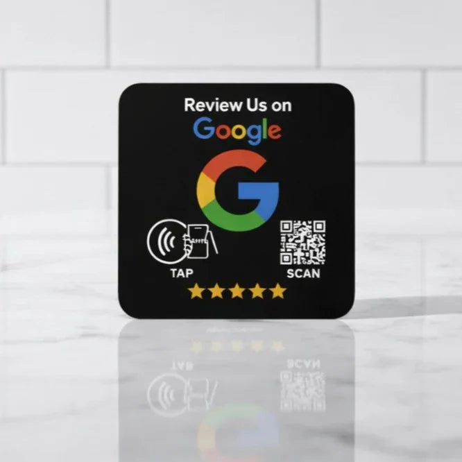 Google Review Plate- NFC Tap + QR Code, Self-Adhesive 3M | GMB Ranking Booster | 4x4 Sign-TAPro - TAPro