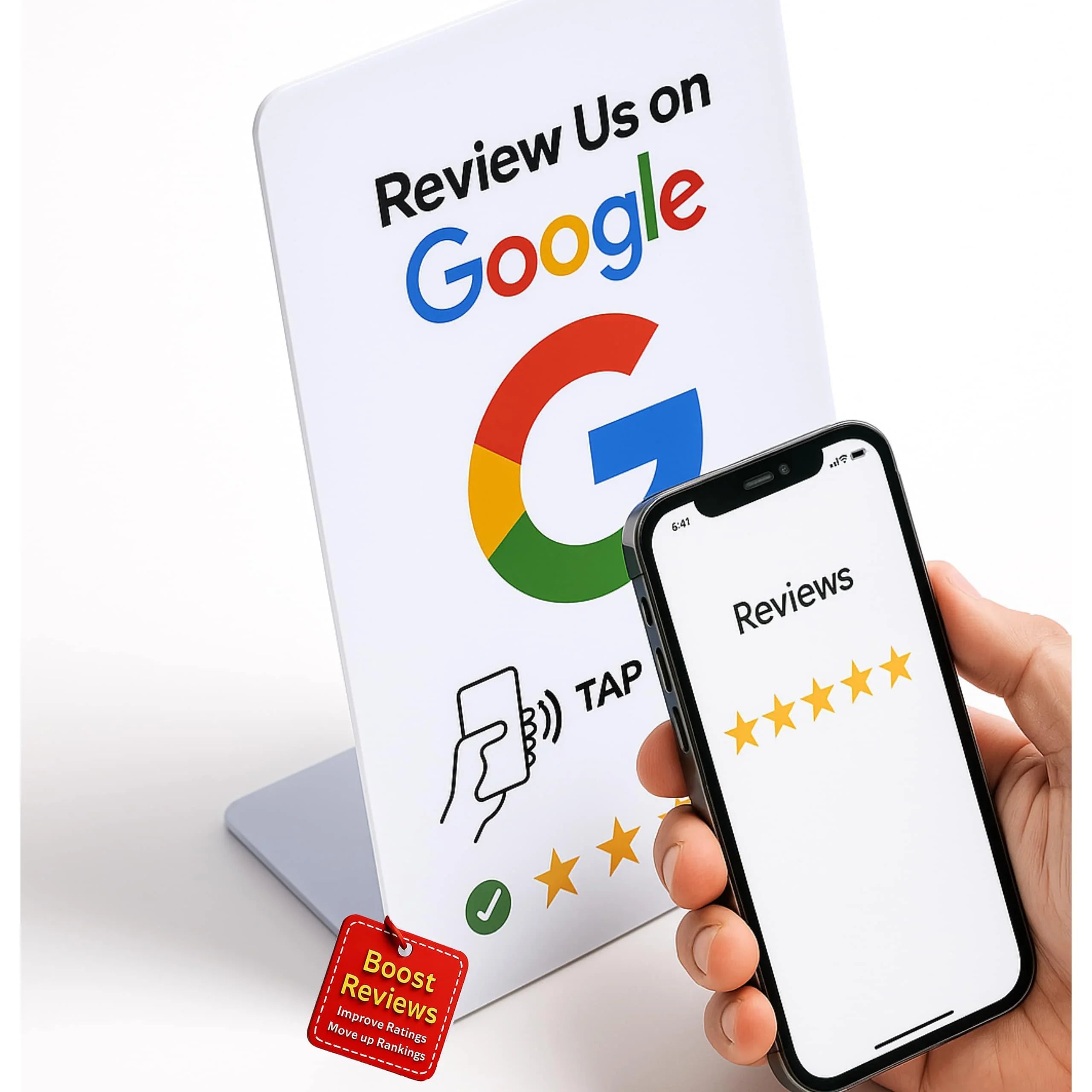 NFC Google Review Stand with Tap to Rate Feature for Boosting Business Ratings
