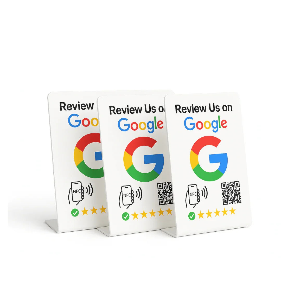 Google Review Stand – Multi Pack, NFC & QR Code, NTAG215 Chip, Tap to Collect 5-Star Reviews, Boost Local SEO | TAPro