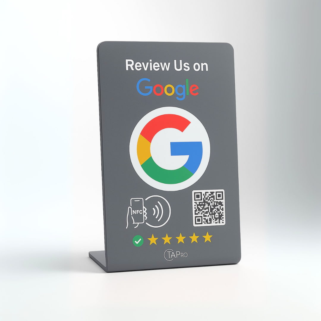 Buy Google Review Stand - NFC & QR Code - Tap to Review Sign - Professional Business Signage, NTAG215 Chip, No App Needed, TAPro Series