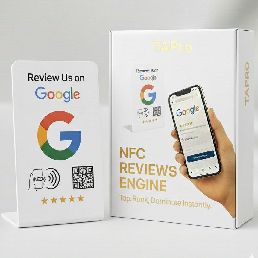 Google Review Stand NFC + QR Tap to Review Sign - Professional Pro Grade Business Signage, NTAG215 Google Review Stands by TAPro