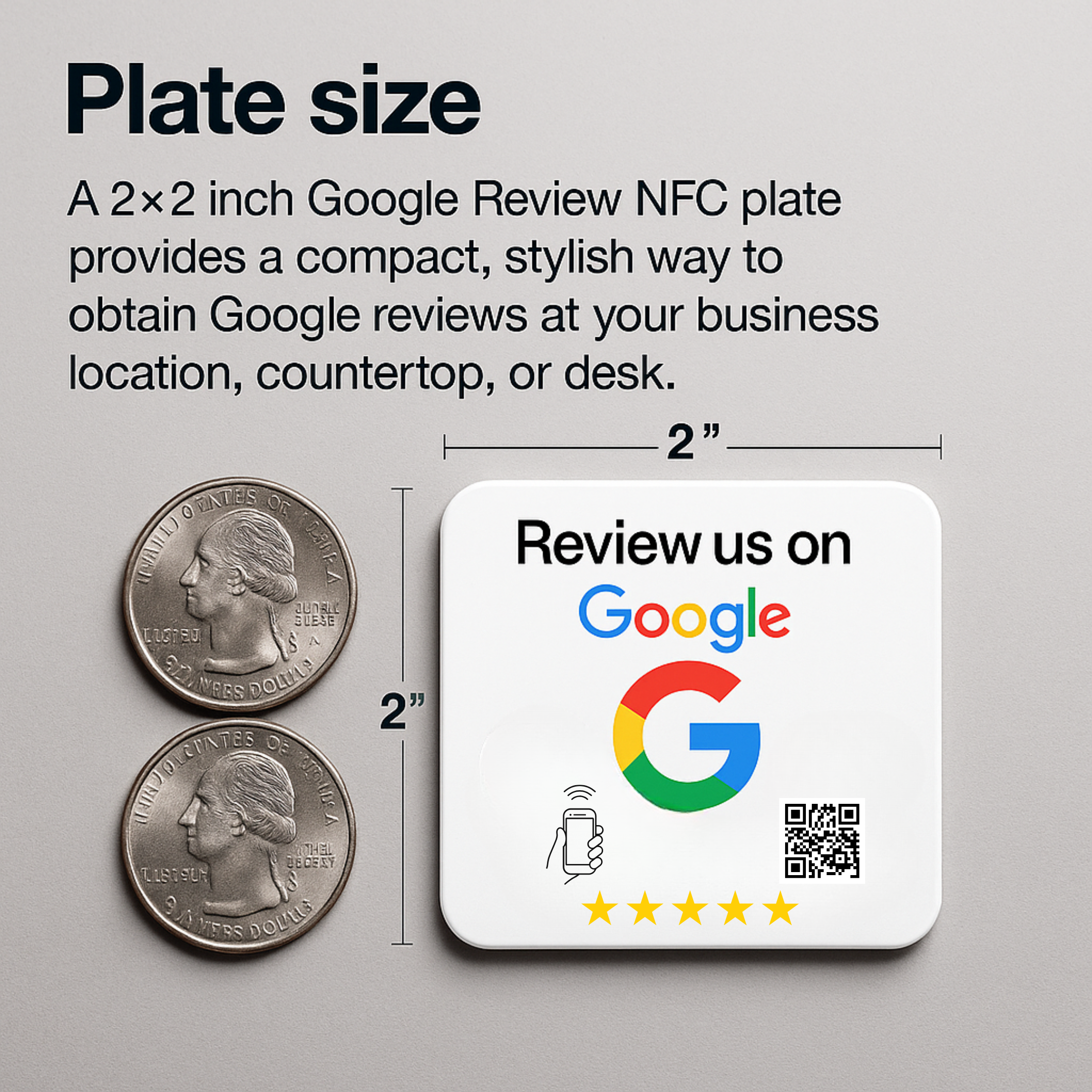 Mini Google Review Link Sticker Plate – NFC + QR Tap-to-Review