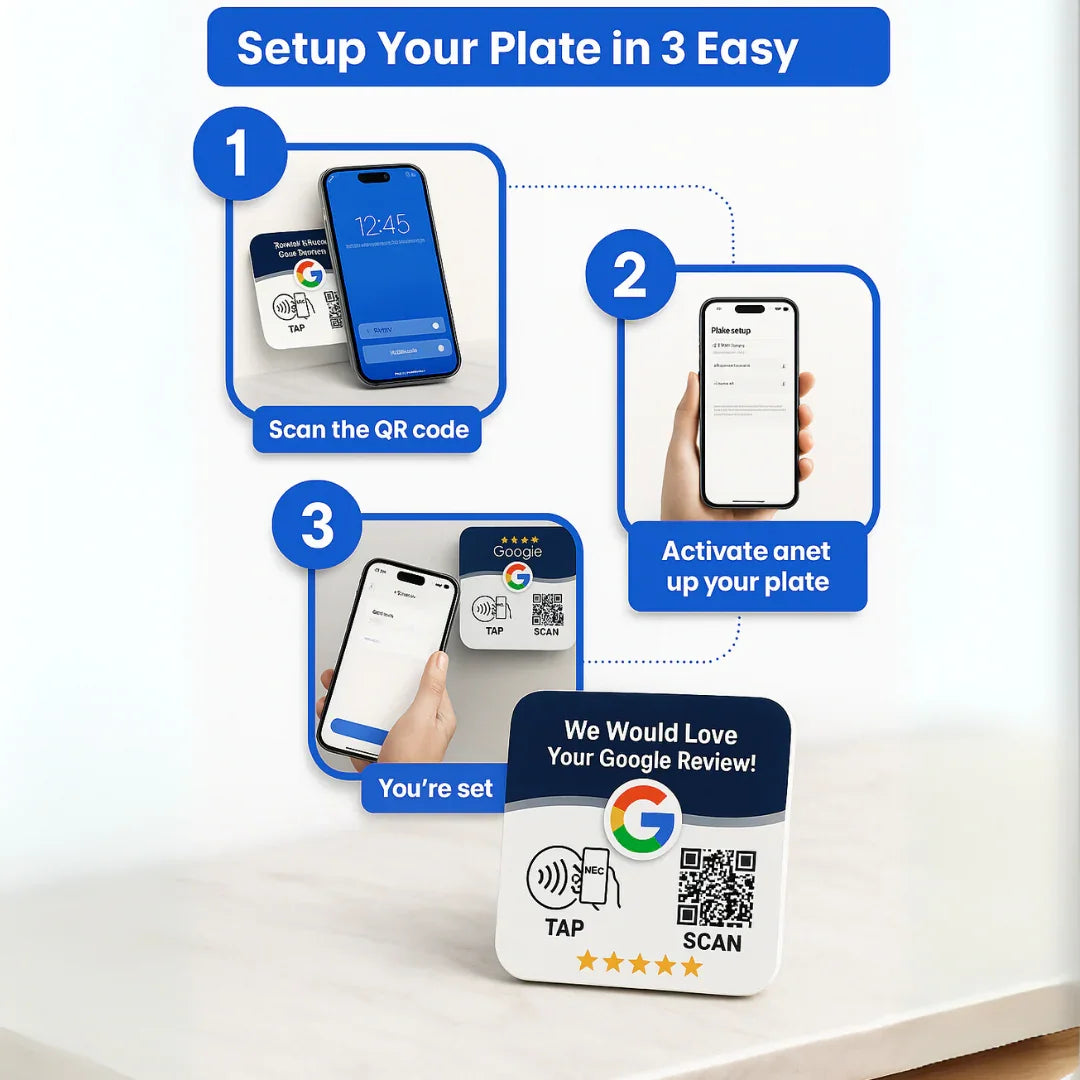 NFC-Enabled Google Review Plate for Front Desk
