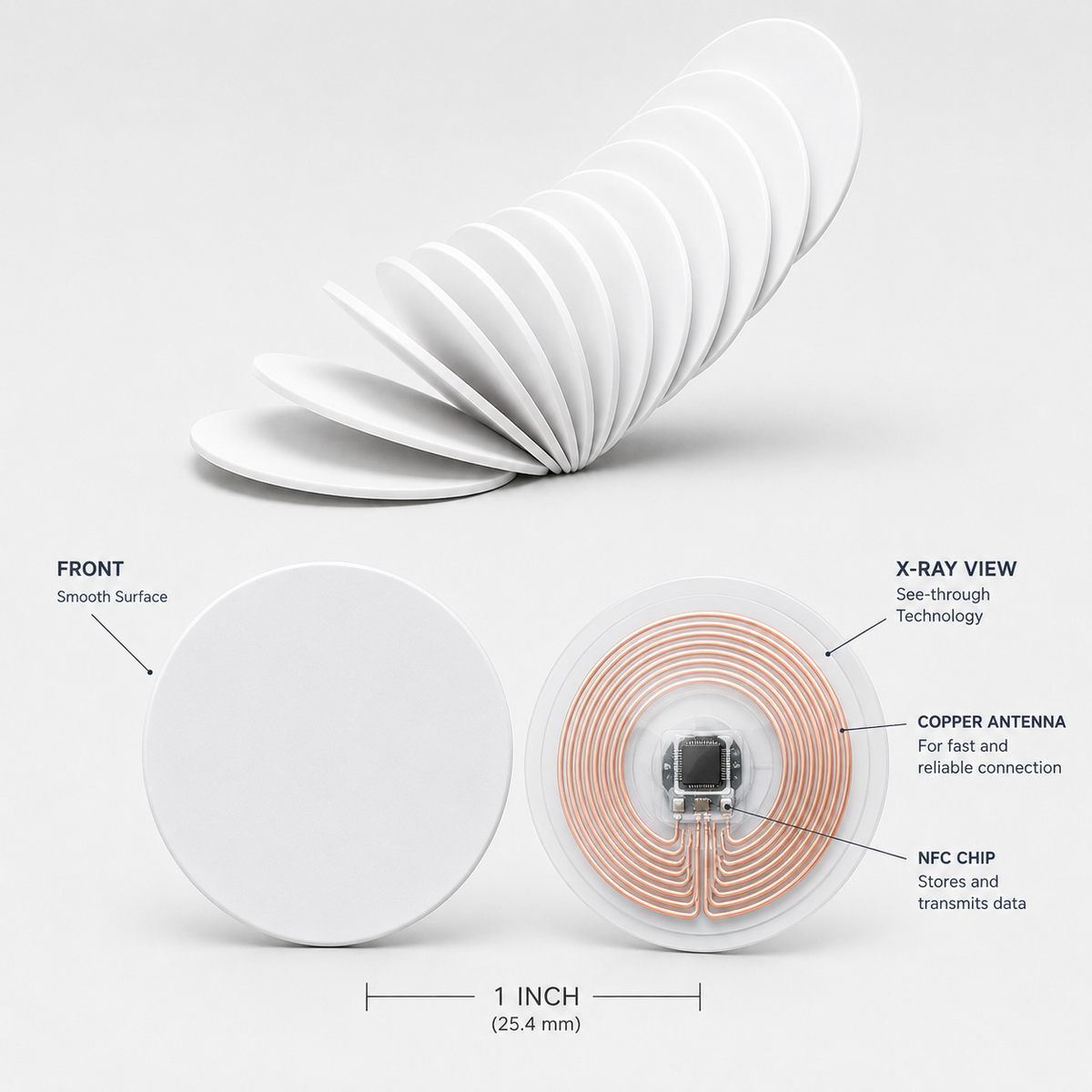 NTAG215 NFC Tags  Coins – Blank, Rewritable, Compatible with NFC- Devices