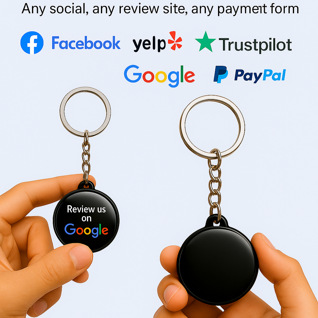 Tap NFC Review Keychain: Boost 5-Star Google Reviews with One Tap
