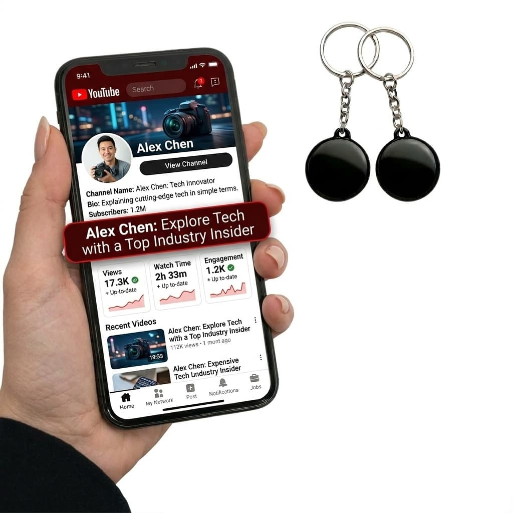 NFC Social Media Keychain, NTAG215 Smart Tag Contactless Tap to Review | Pick Yours Now - by TAPro