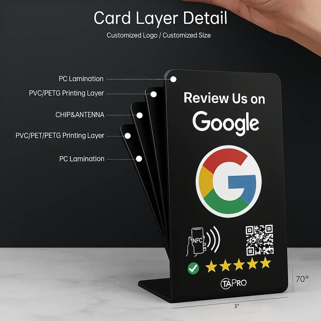 NFC Tap and QR Review Stands – TAPro 5 Pack